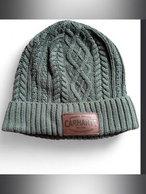 Carhartt Cable Knit Beanie Hat Basil Green
